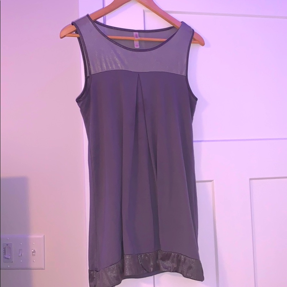 Gray shirt dress with top sheer shin